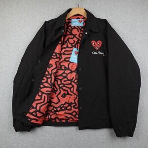 Shoe Palace x Keith Haring Pyramid Coach Jacket Mens Small Black/Red New SEE PIC